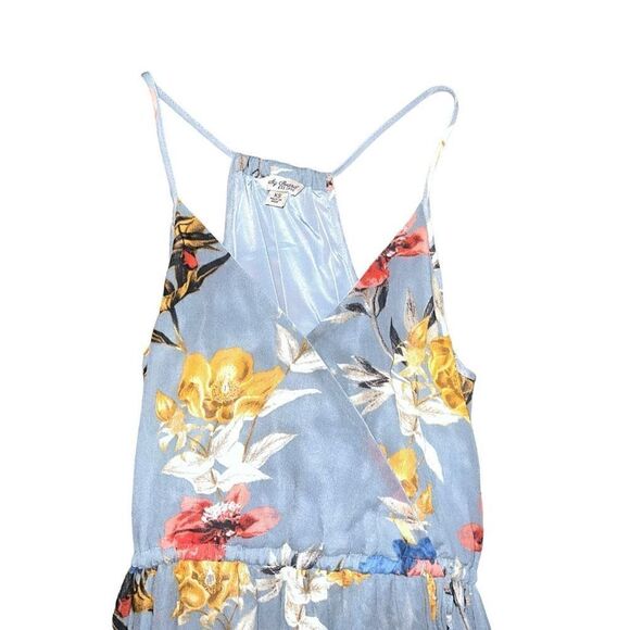 LUCKY BRAND Blue Floral Print Hi-Low Faux Wrap Dress Size XS - Picture 4 of 11